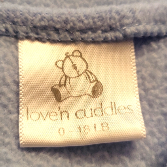 Love'n Cuddles baby blue light fleece sack with dinosaur detail - Picture 2 of 5